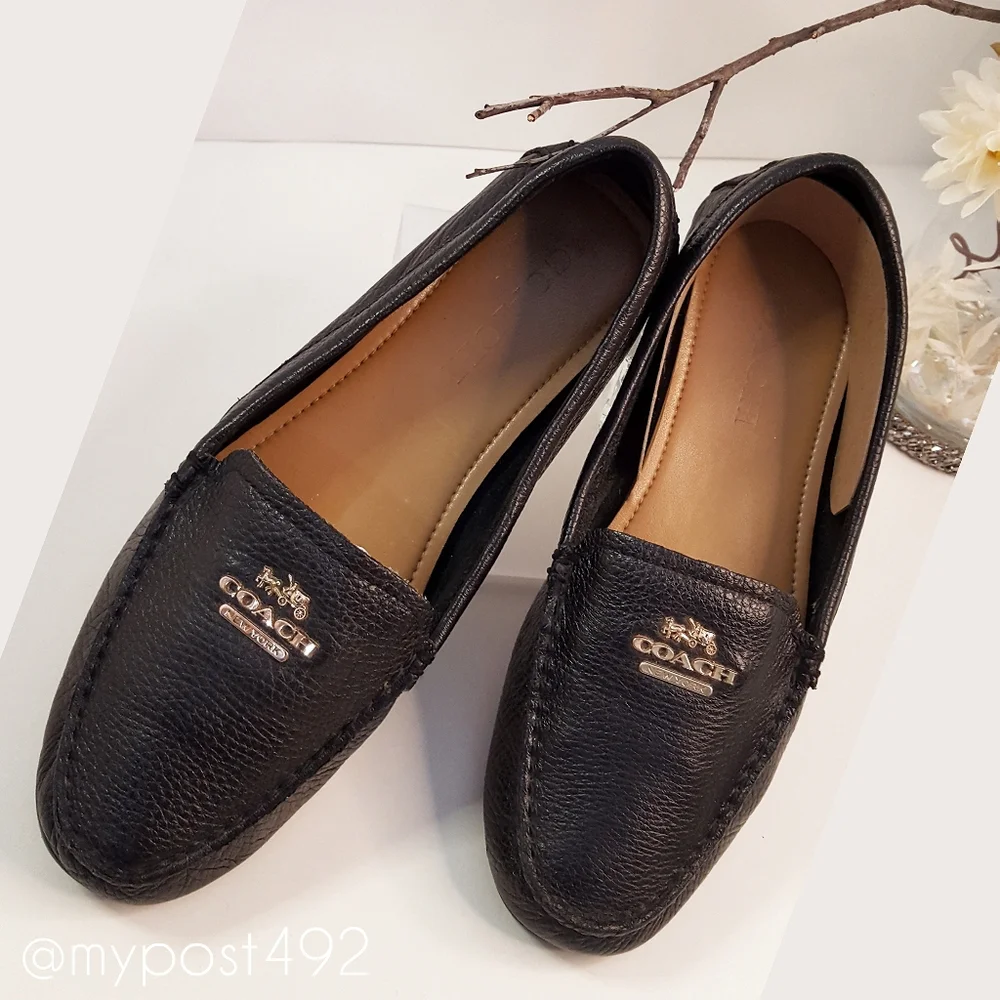 Coach💋Black Leather Slip-On Marley Driver loafer flats - Picture 4 of 12